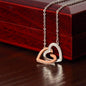 Interlocking Hearts Necklace 14k Gold Over Stainless Steel