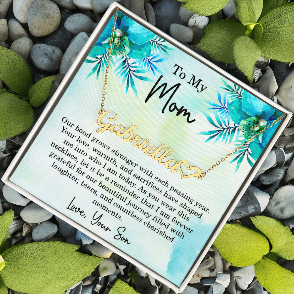 Personalized Necklace for Mom from Son – Custom Mothers Day Necklace - Name Jewelry for Mom