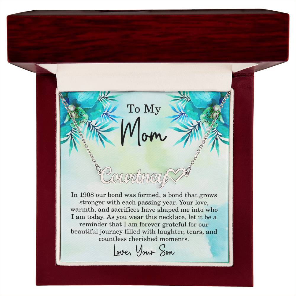 Mom Est 1908 Gift Ideas - Personalized Mothers Day Necklace - Custom Mom Jewelry - To My Mom Necklace from Son