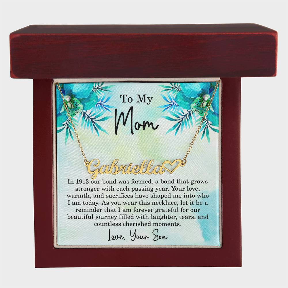 Mom Est 1913 Gift Ideas - Personalized Mothers Day Necklace - Custom Mom Jewelry - To My Mom Necklace from Son