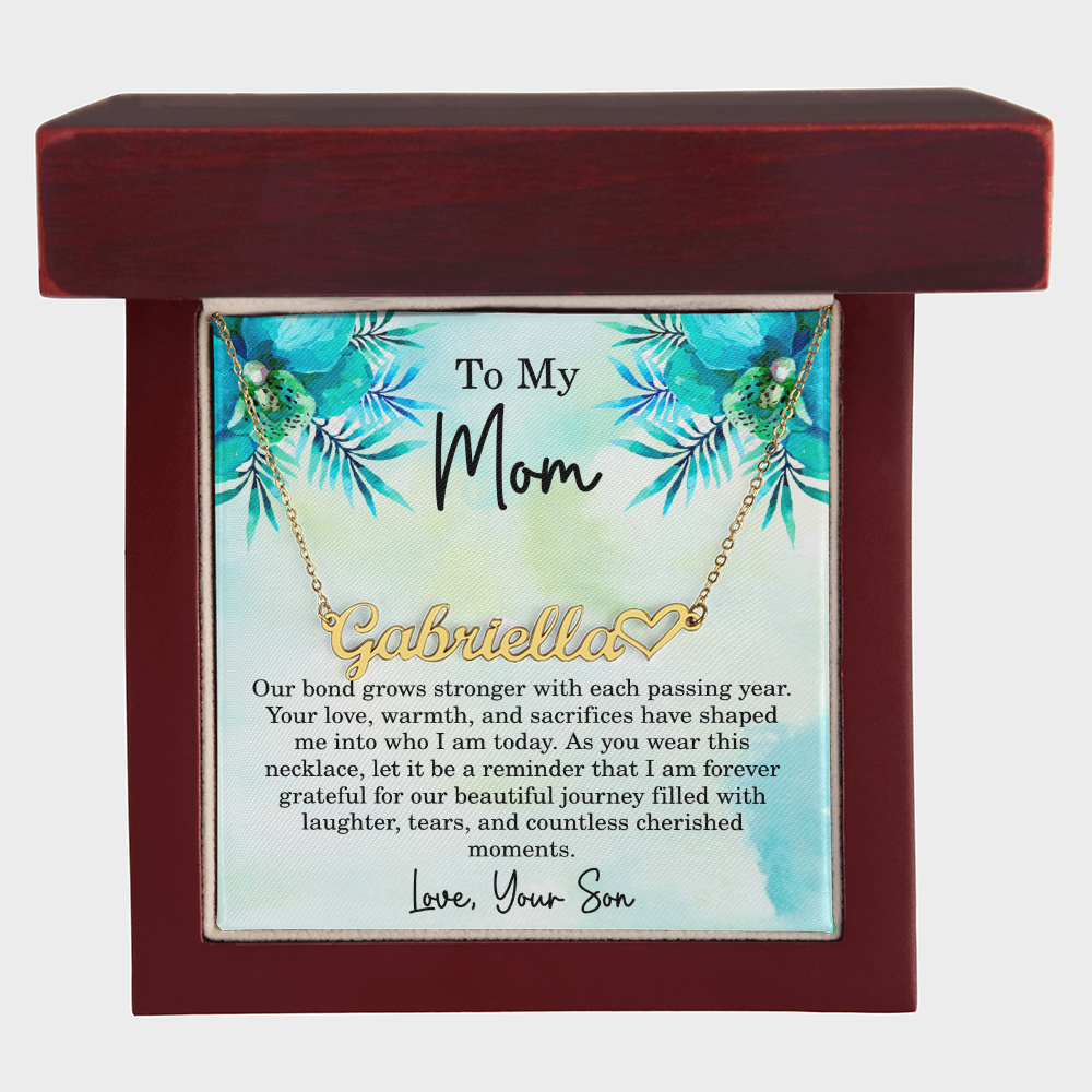 Personalized Necklace for Mom from Son – Custom Mothers Day Necklace - Name Jewelry for Mom