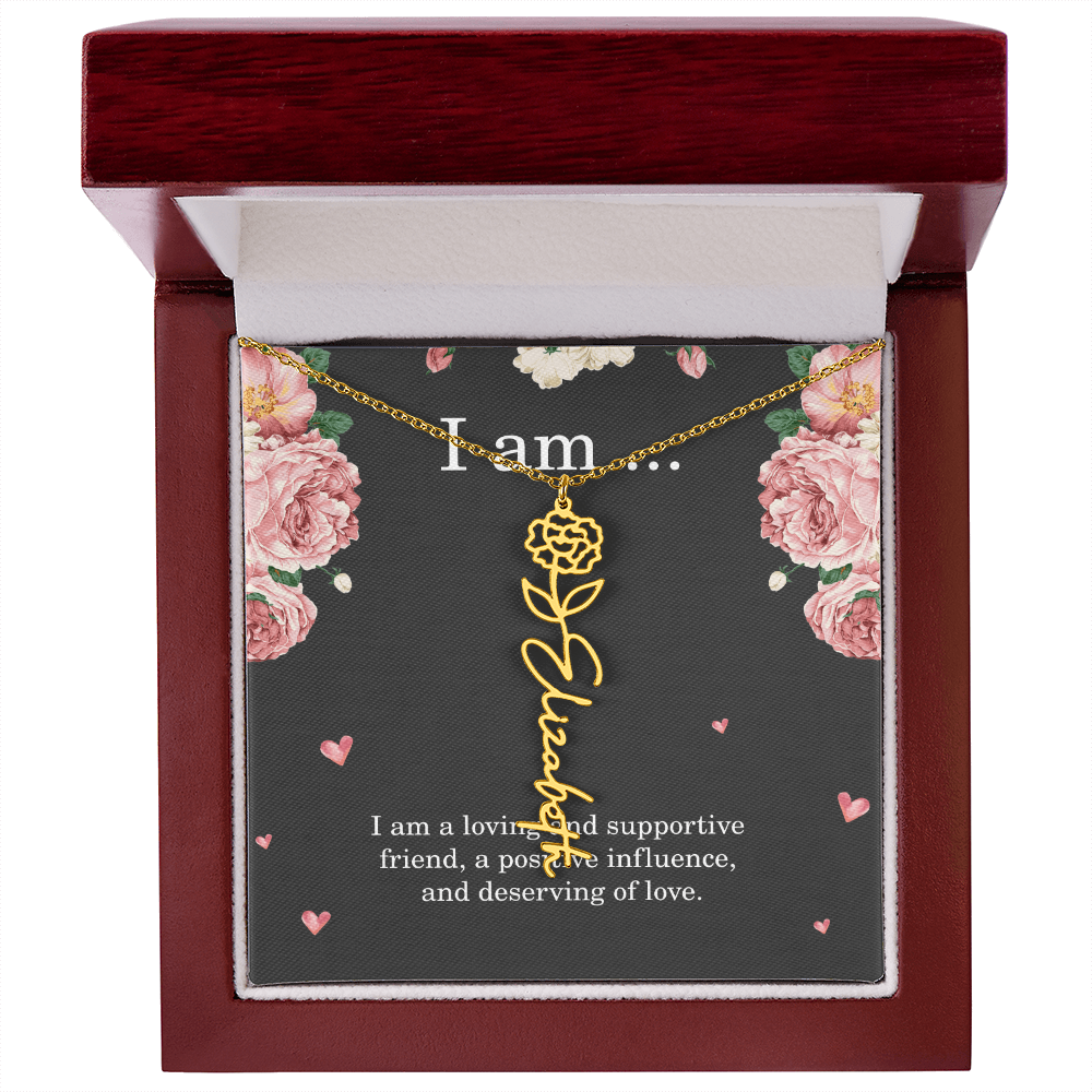 Personalized Birth Flower Necklace for Friend with Custom Name – Best Friend Birthday Gift Jewelry