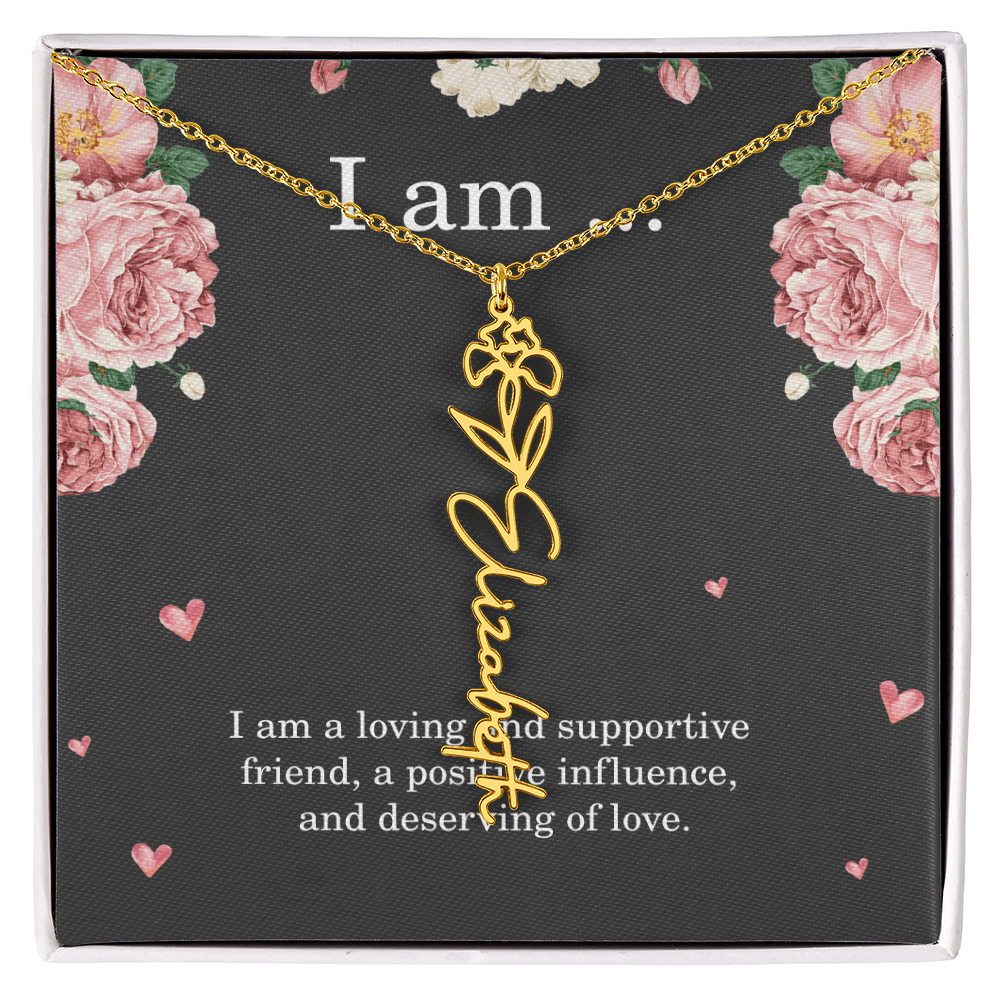 Personalized Birth Flower Necklace for Friend with Custom Name – Best Friend Birthday Gift Jewelry