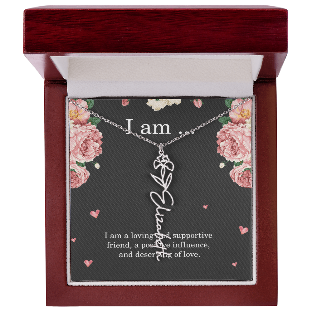 Personalized Birth Flower Necklace for Friend with Custom Name – Best Friend Birthday Gift Jewelry