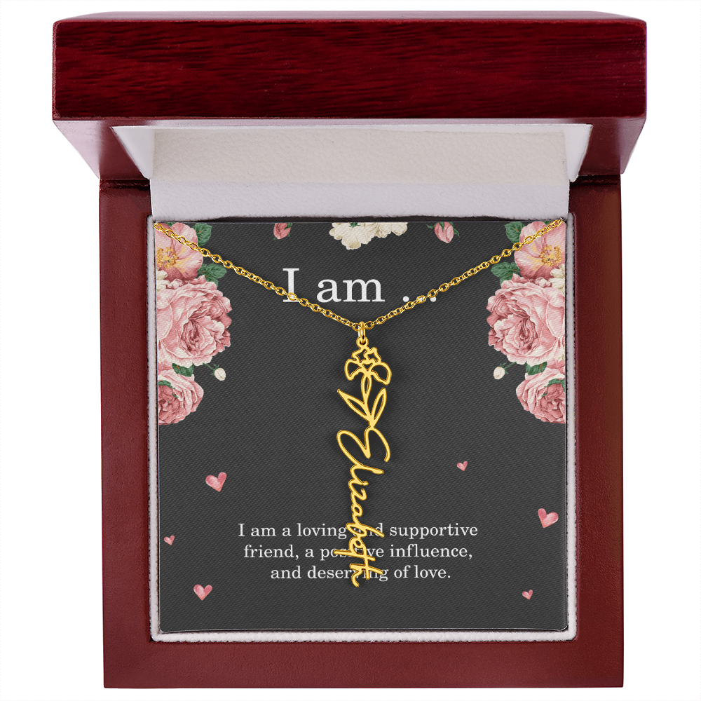Personalized Birth Flower Necklace for Friend with Custom Name – Best Friend Birthday Gift Jewelry