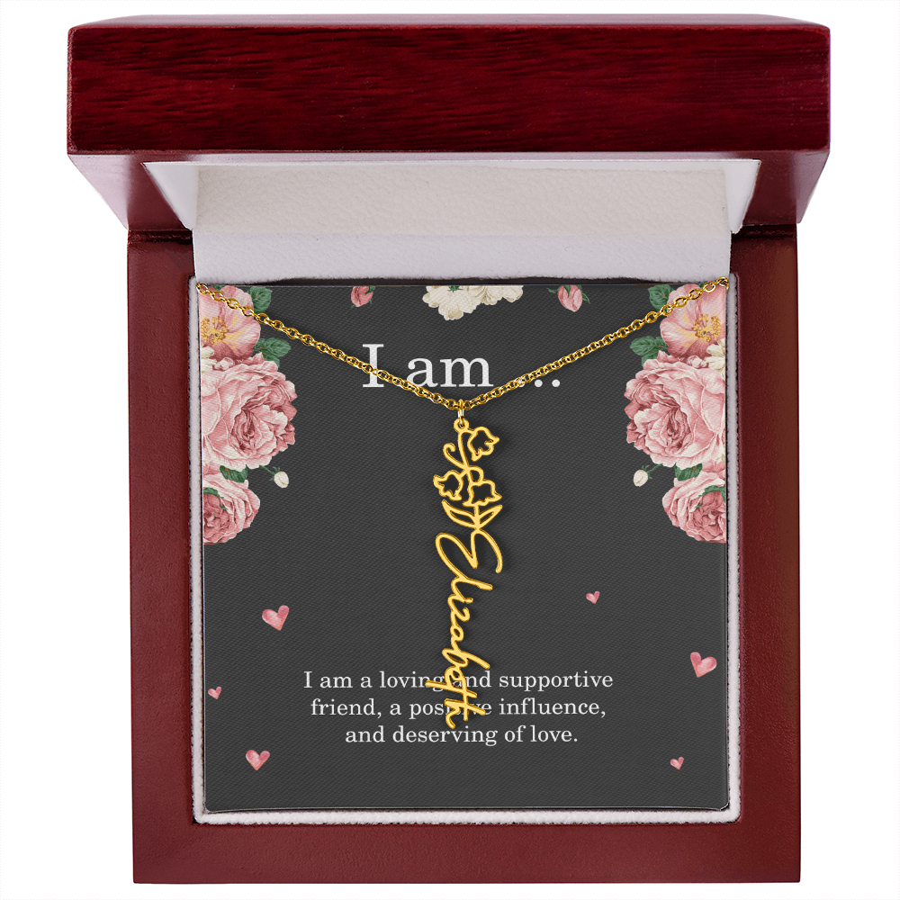 Personalized Birth Flower Necklace for Friend with Custom Name – Best Friend Birthday Gift Jewelry