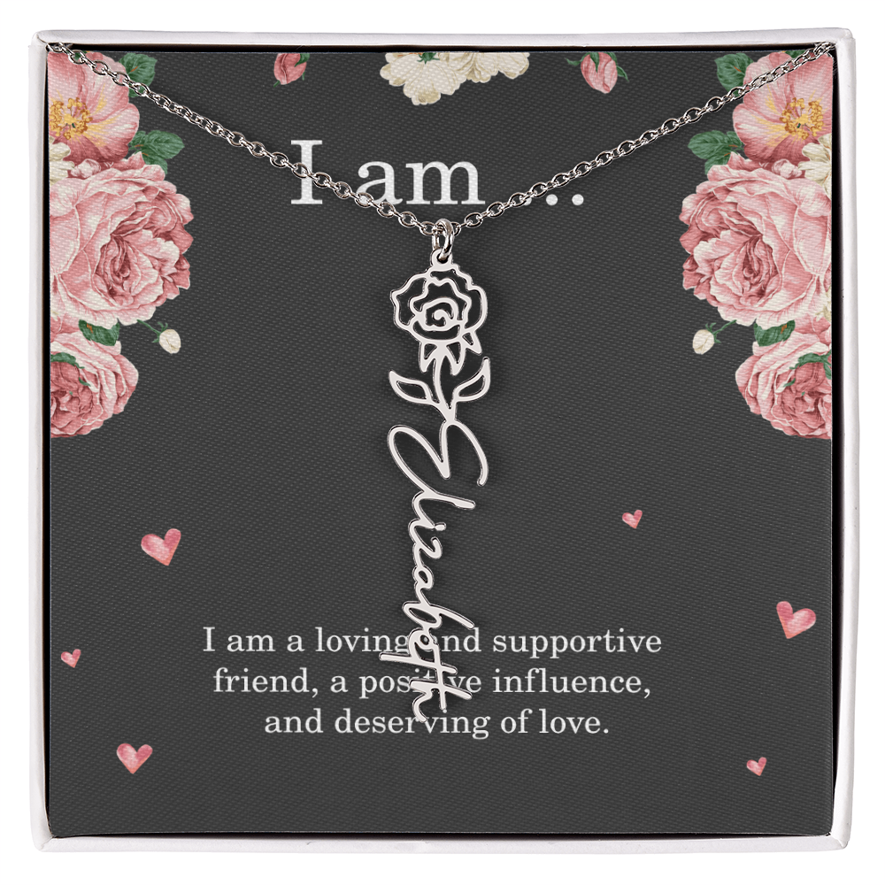 Personalized Birth Flower Necklace for Friend with Custom Name – Best Friend Birthday Gift Jewelry