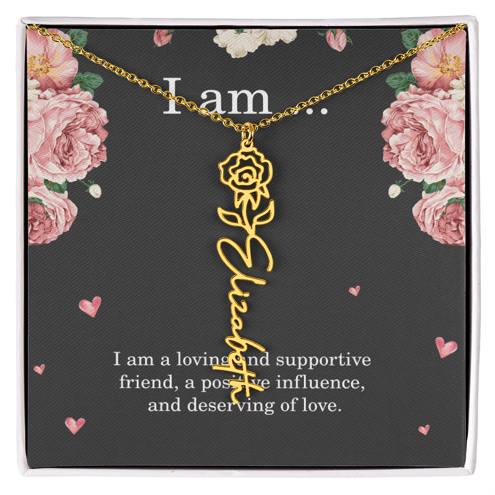 Personalized Birth Flower Necklace for Friend with Custom Name – Best Friend Birthday Gift Jewelry