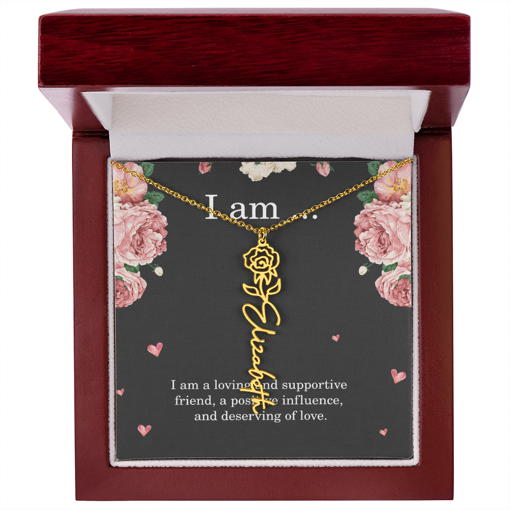 Personalized Birth Flower Necklace for Friend with Custom Name – Best Friend Birthday Gift Jewelry