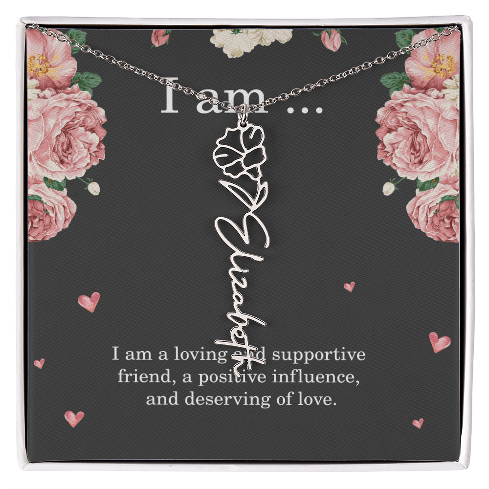 Personalized Birth Flower Necklace for Friend with Custom Name – Best Friend Birthday Gift Jewelry