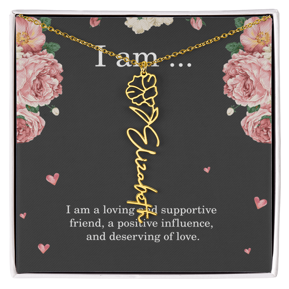 Personalized Birth Flower Necklace for Friend with Custom Name – Best Friend Birthday Gift Jewelry
