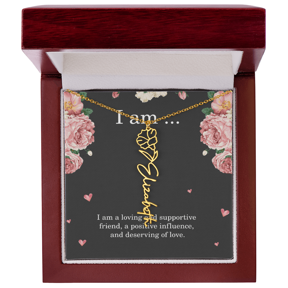 Personalized Birth Flower Necklace for Friend with Custom Name – Best Friend Birthday Gift Jewelry