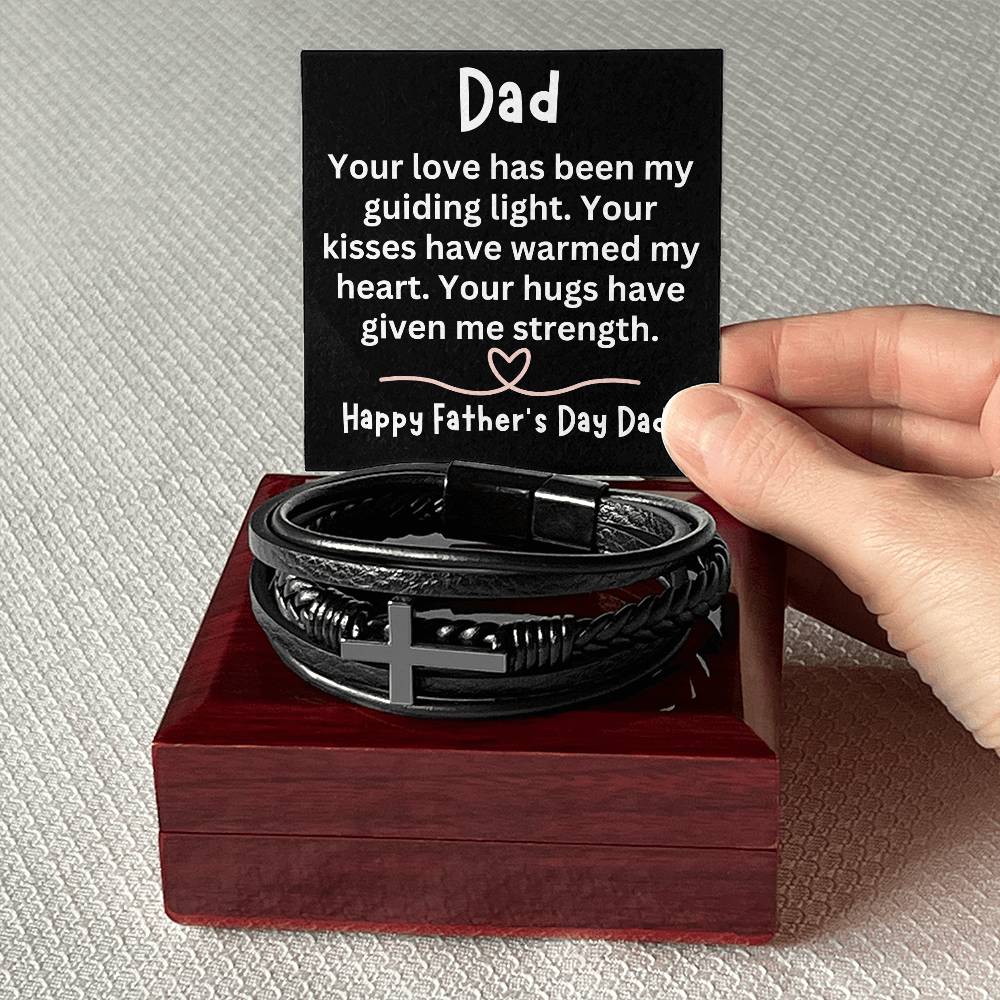 Fathers Day Bracelet from Son Dad Cross Bracelet Dad Christian Bracelet Happy Fathers Day Dad Gift Your Love Has Been My Guiding Light - Cross Bracelet