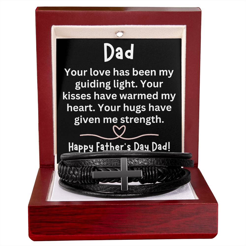 Fathers Day Bracelet from Son Dad Cross Bracelet Dad Christian Bracelet Happy Fathers Day Dad Gift Your Love Has Been My Guiding Light - Cross Bracelet