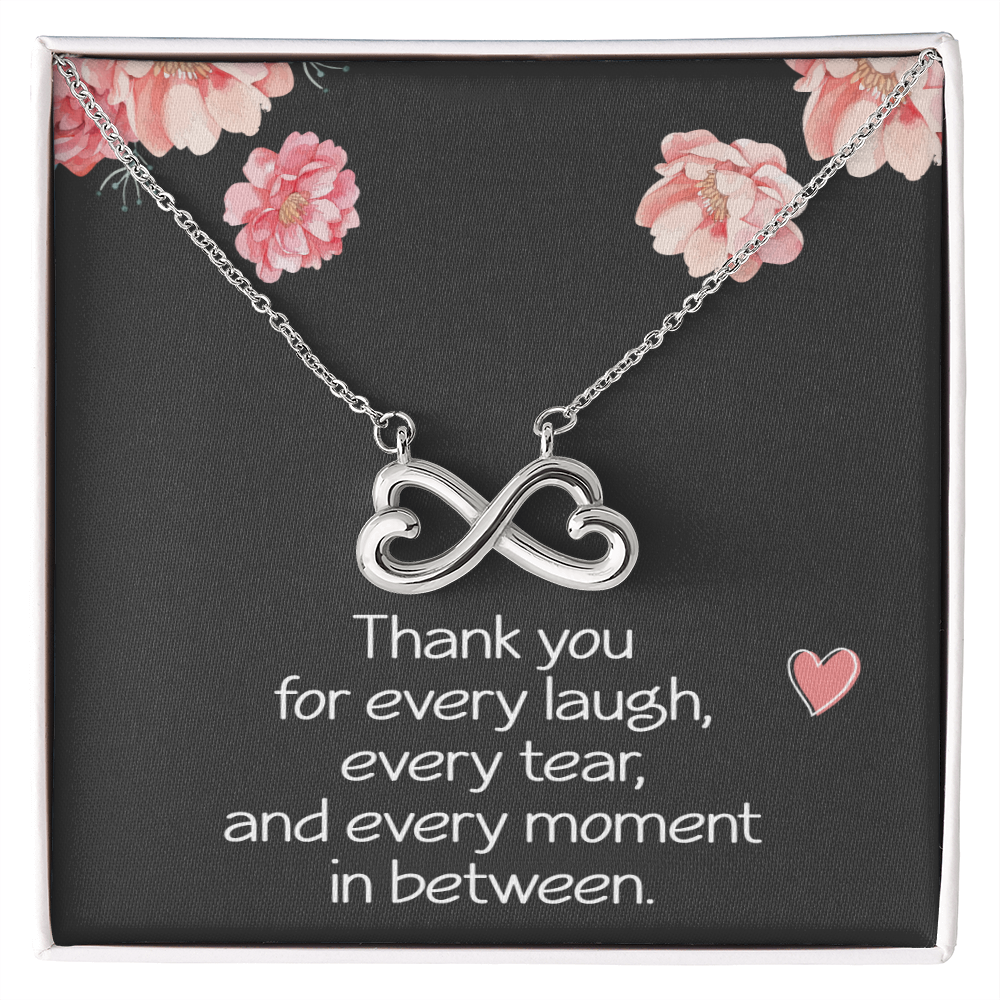 Best Friend Necklace for Her Sister Birthday Gift for Women Jewelry for Her Christmas Thank You Necklace Endless Infinity Love Pendant Soul Laugh Tear Moment