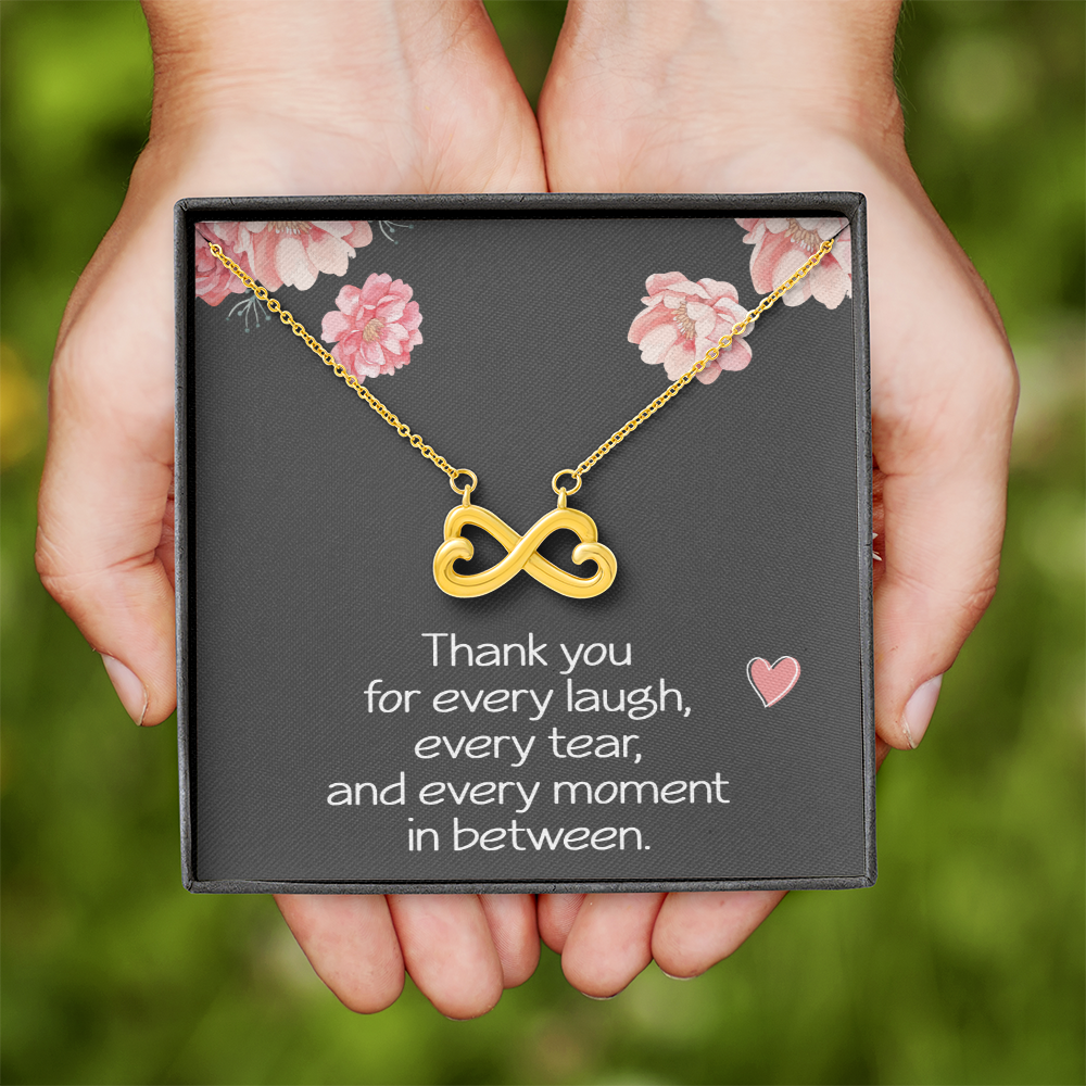 Best Friend Necklace for Her Sister Birthday Gift for Women Jewelry for Her Christmas Thank You Necklace Endless Infinity Love Pendant Soul Laugh Tear Moment