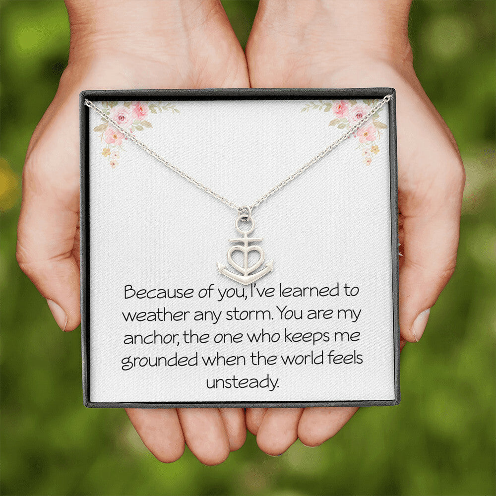 Anchor Necklace for Wife Husband Best Friend Friendship Anniversary Jewelry Thoughtful The Storm Necklace Motivational Inspirational
