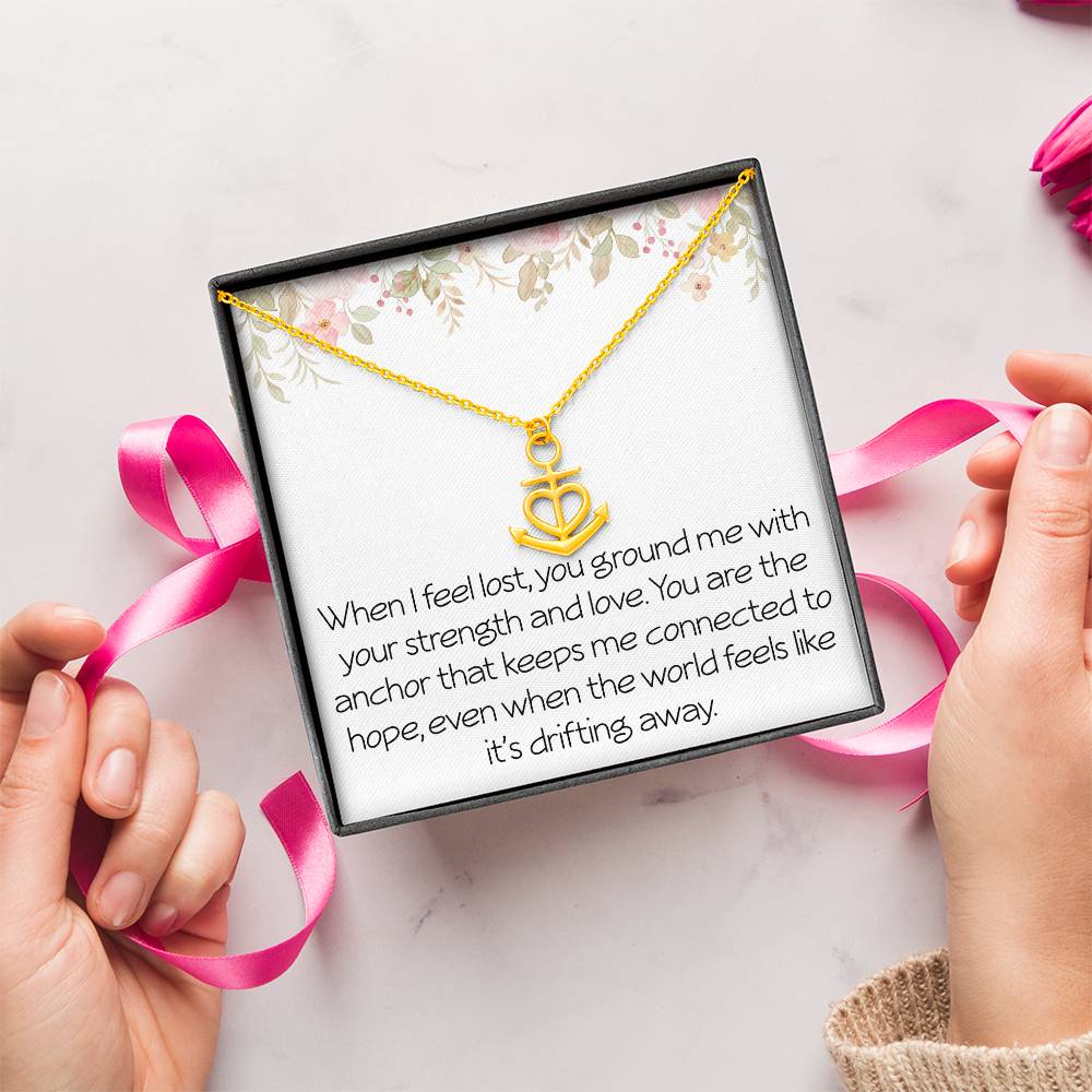 Anchor Necklace Grounded Strength Strong Necklace For Anchor In Your Life Gift For Partner Friend Family Birthday Christmas Motivational Inspirational