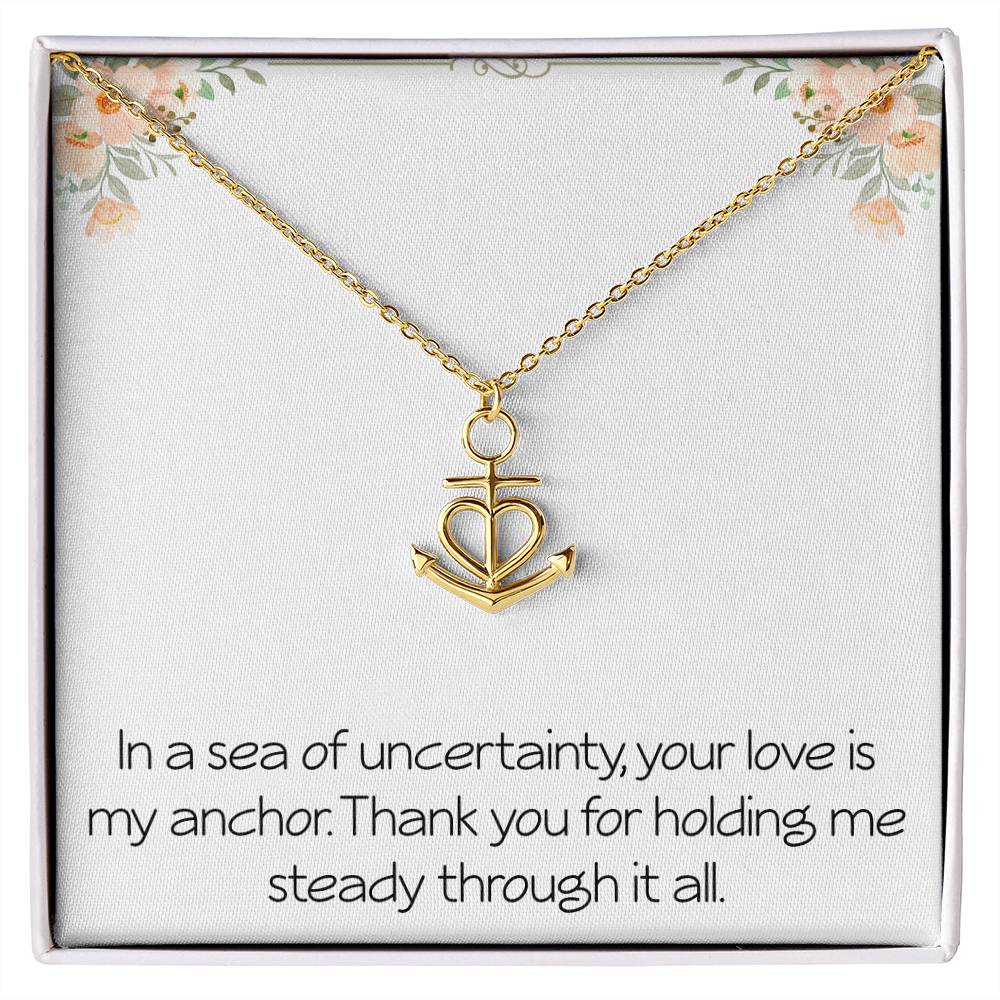 Anchor Necklace With Meaningful Message Anniversary Jewelry For Wife Husband Partner Christmas Birthday Motivational Inspirational