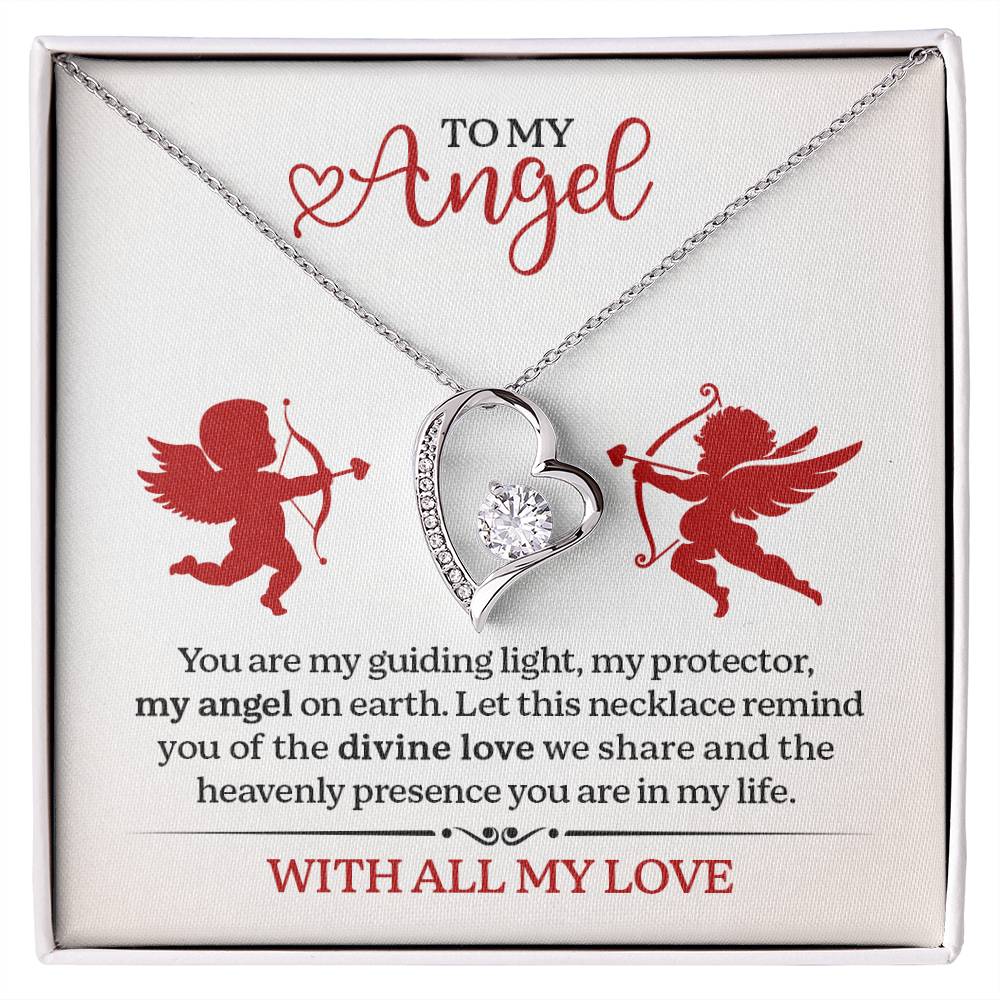 To My Angel Necklace With All My Love Valentines Day Gift with Cupid Wedding Anniversary Jewelry for Wife Christmas Gifts for Her