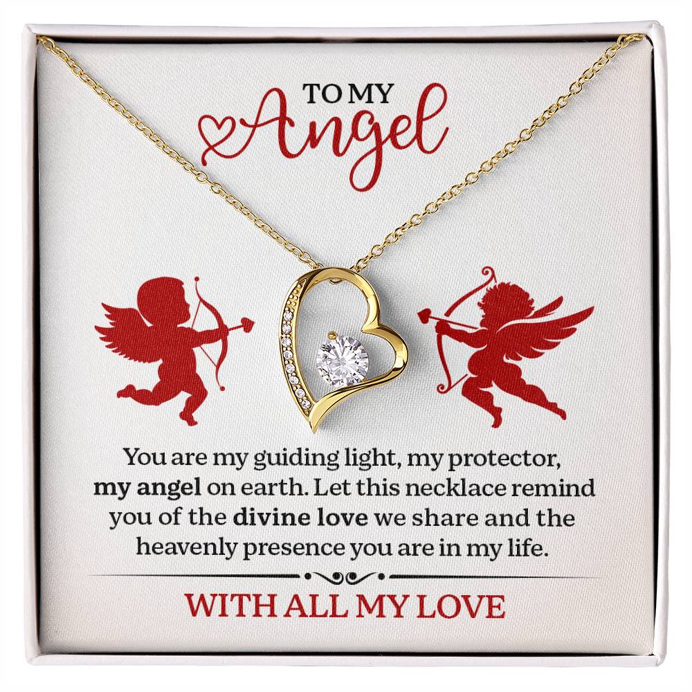 To My Angel Necklace With All My Love Valentines Day Gift with Cupid Wedding Anniversary Jewelry for Wife Christmas Gifts for Her