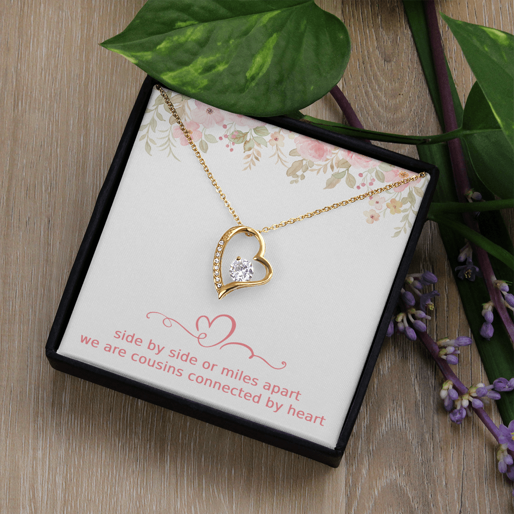 Cousins Gift Cousin Birthday Gift Cousin Christmas Gift Cousin Necklace Side by Side or Miles Apart We are Cousins Connected By Heart Love Pendant