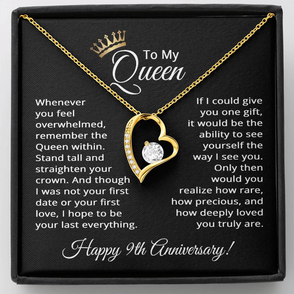 9th Anniversary Jewelry for Women 9 Years - To My Queen Necklace