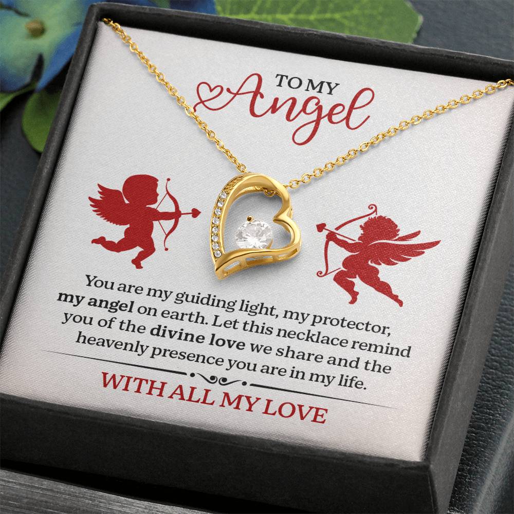 To My Angel Necklace With All My Love Valentines Day Gift with Cupid Wedding Anniversary Jewelry for Wife Christmas Gifts for Her