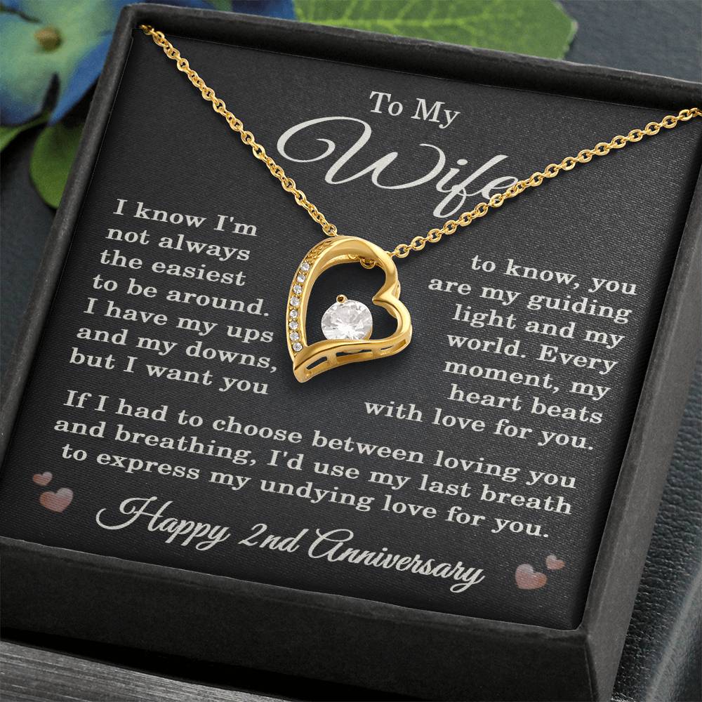 2nd Anniversary Necklace for Wife from Husband 2 Years Anniversary Jewelry for Her Women Forever Love Pendant