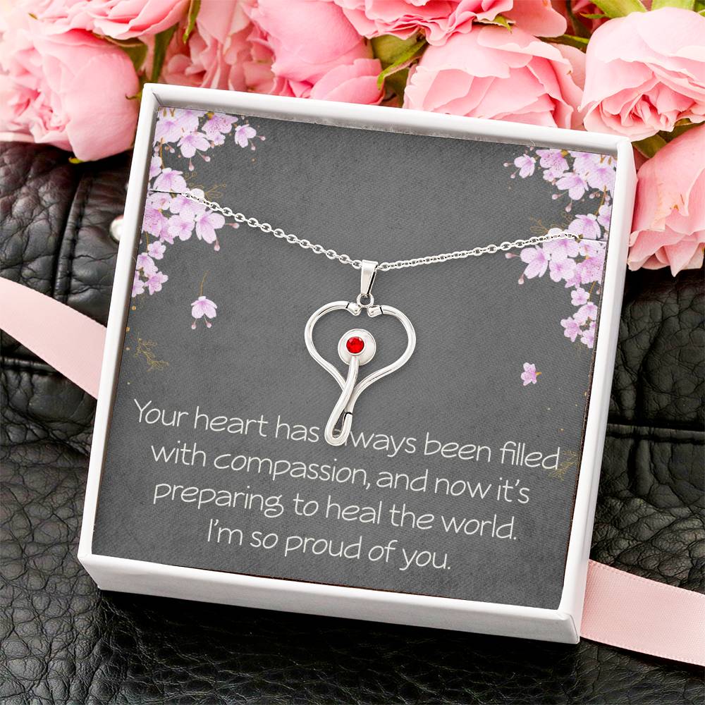 Stethoscope Necklace HeartScope Necklace Nursing School Graduation Gift Medical School Graduate Future Nurse Future Doctor Christmas Gift