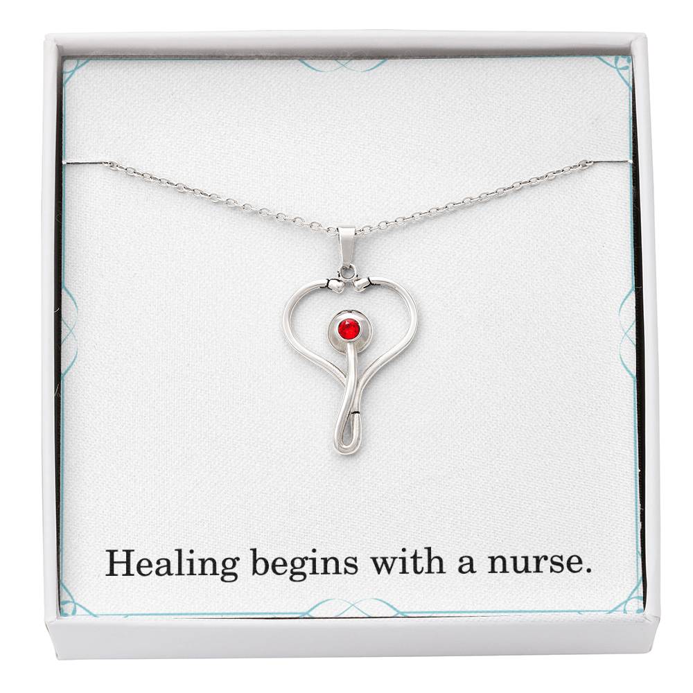 Healing Begins With A Nurse Nurse Necklace Nurse Christmas Gift Nurse Appreciation Gift Nursing Gift