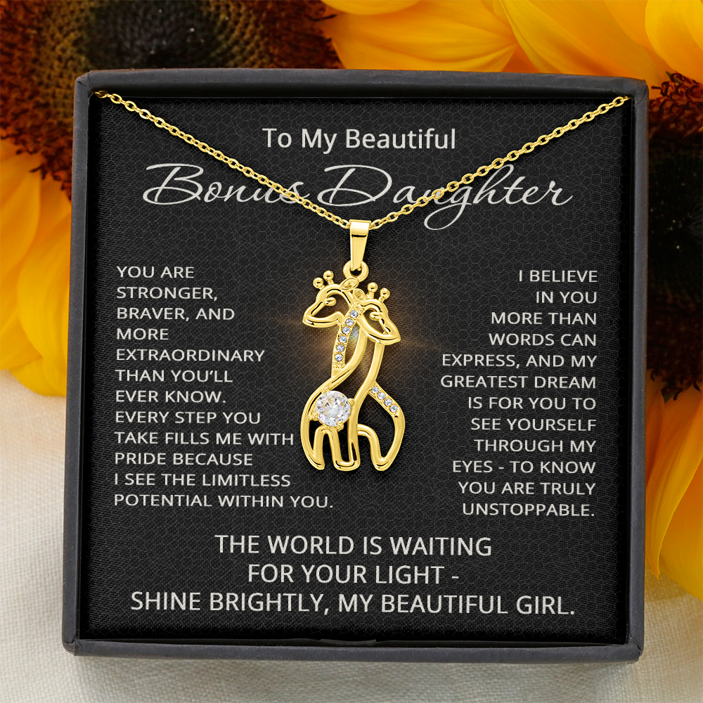 To My Beautiful Bonus Daughter Necklace from Stepmom Stepdad for Christmas Birthday Gift for Stepdaughter Step daughter Step-Daughter