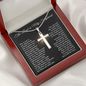 Psalm 23 Cross Pendant Necklace – “The Lord Is My Shepherd” with Adjustable Snake Chain