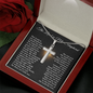 Psalm 23 Cross Pendant Necklace – “The Lord Is My Shepherd” with Adjustable Snake Chain