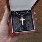 Psalm 23 Cross Pendant Necklace – “The Lord Is My Shepherd” with Adjustable Snake Chain
