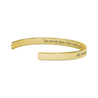 Load image into Gallery viewer, Romans 8:28 Gold Cuff Bracelet – All Things Work Together for Good
