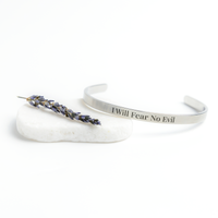 Load image into Gallery viewer, I Will Fear No Evil Cuff Bracelet - Psalm 23:4 Courage Religious Jewelry, Reassurance Gift
