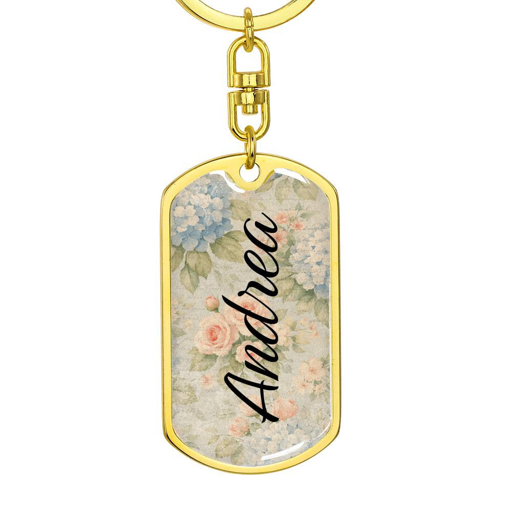 Personalized Floral Name Keychain - Custom Name Keychain for Women - Gift for Her