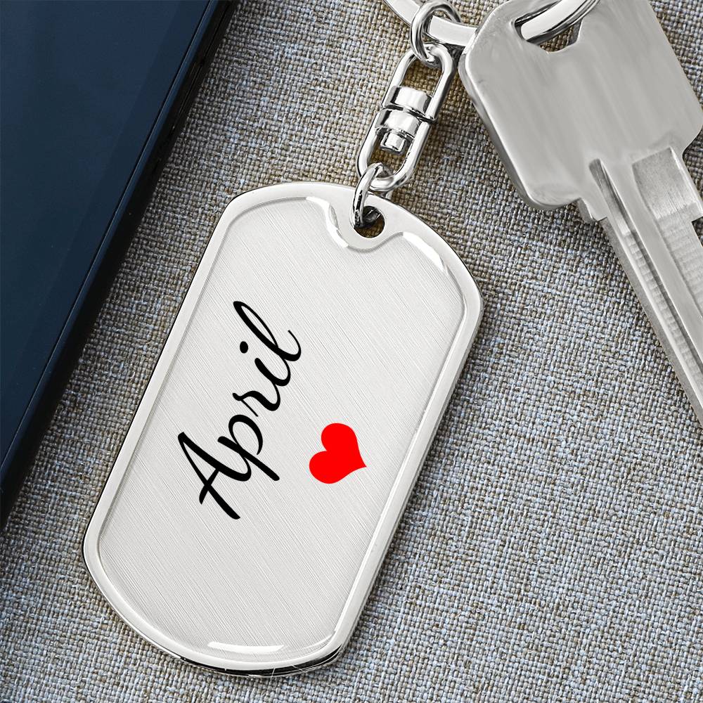 April Keychain – Custom Name Keychain for Women
