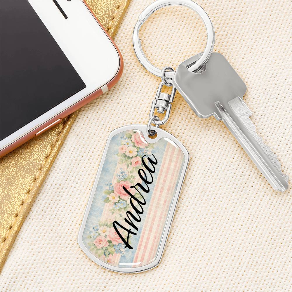 shineon dog keychain - floral with birthstone font 4