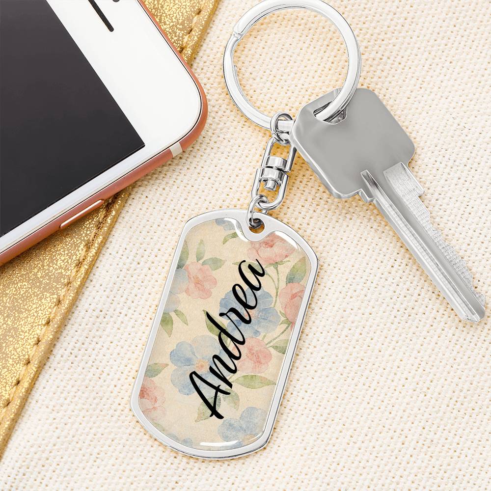shineon dog keychain - floral with birthstone font 6