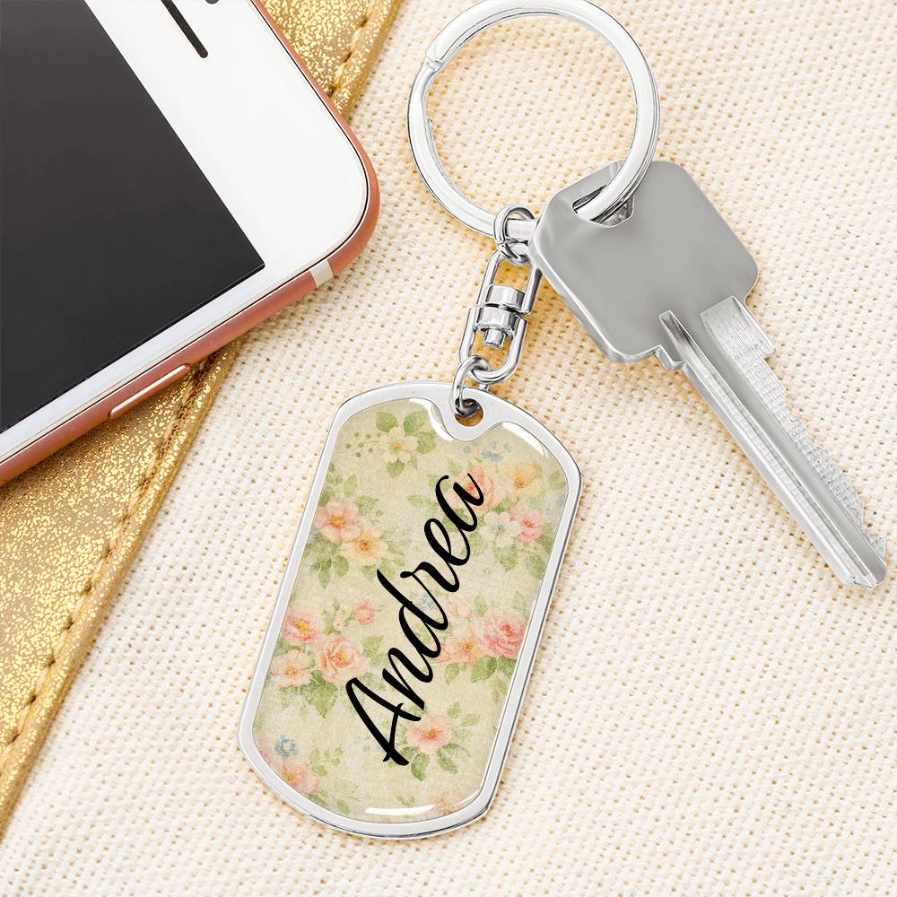 shineon dog keychain - floral with birthstone font 16