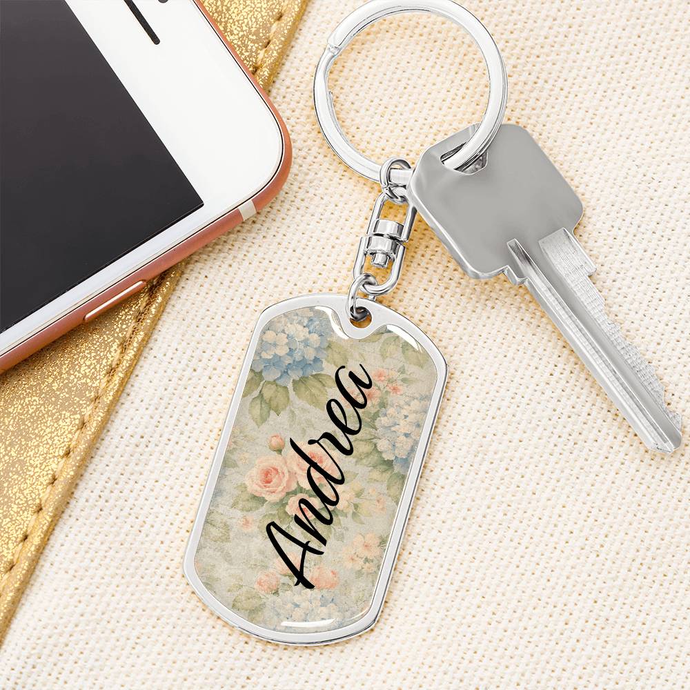 shineon dog keychain - floral with birthstone font 2