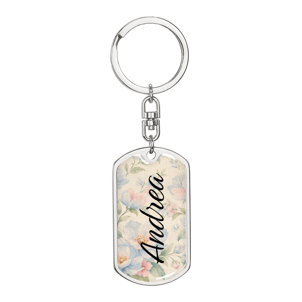 Personalized Floral Name Keychain - Custom Name Keychain for Women - Gift for Her