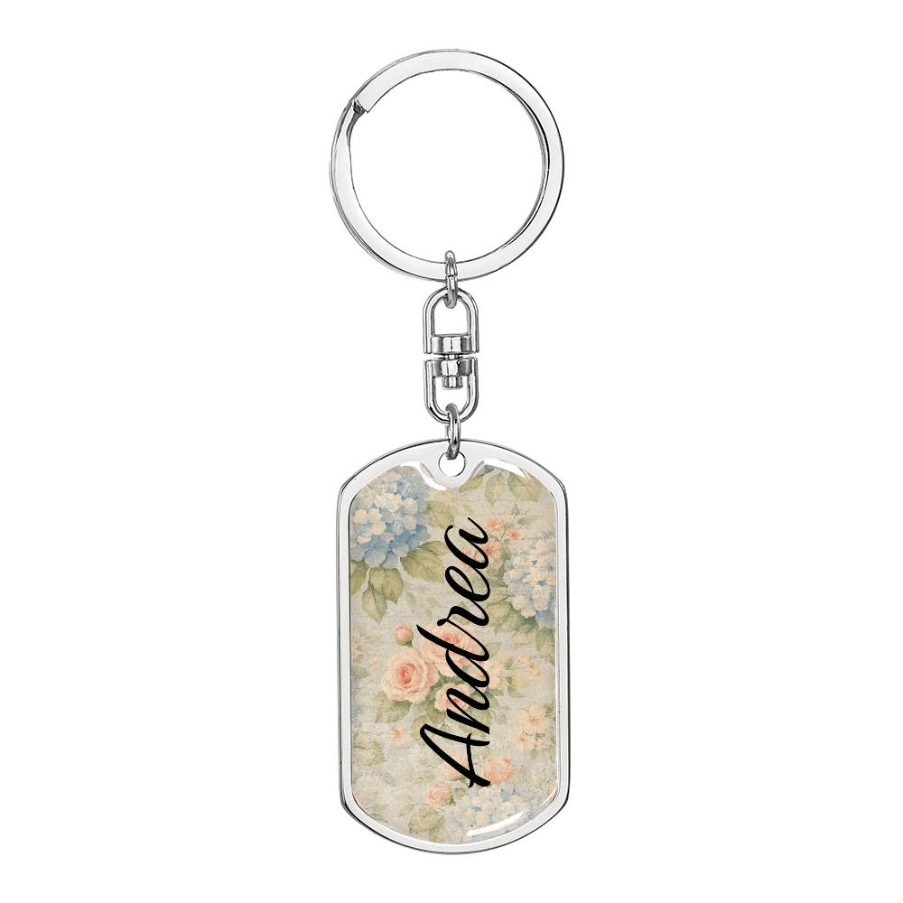 shineon dog keychain - floral with birthstone font 2