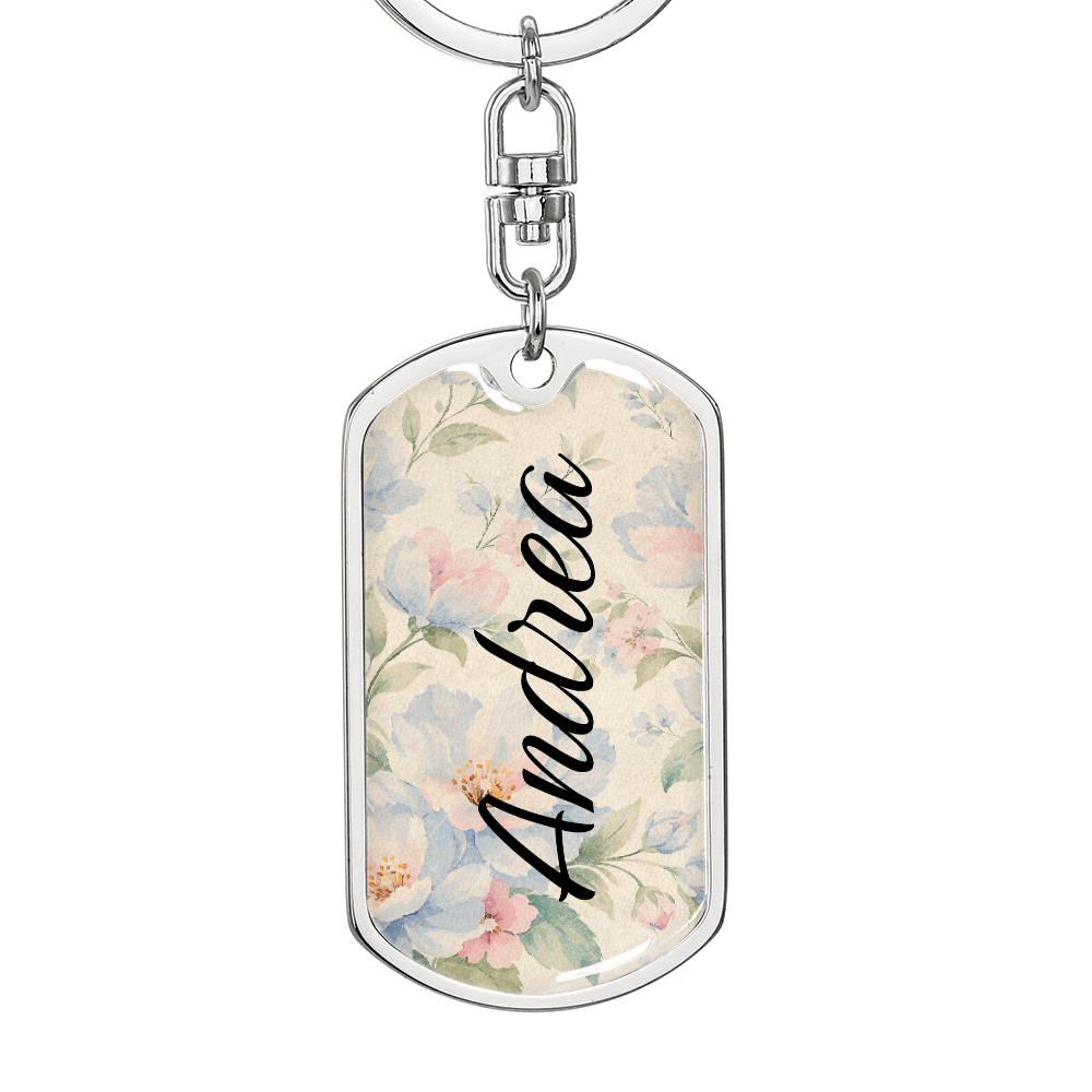Personalized Floral Name Keychain - Custom Name Keychain for Women - Gift for Her