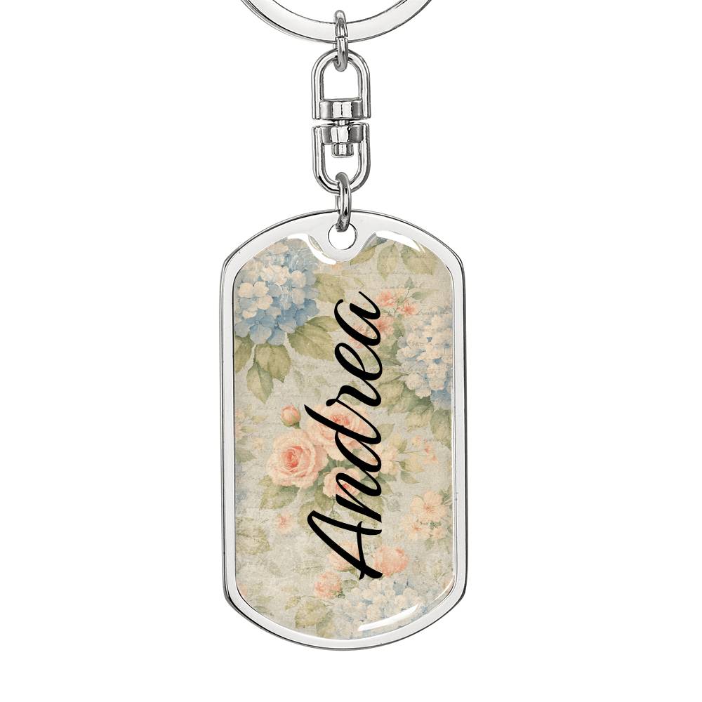 shineon dog keychain - floral with birthstone font 2