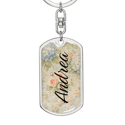 shineon dog keychain - floral with birthstone font 2
