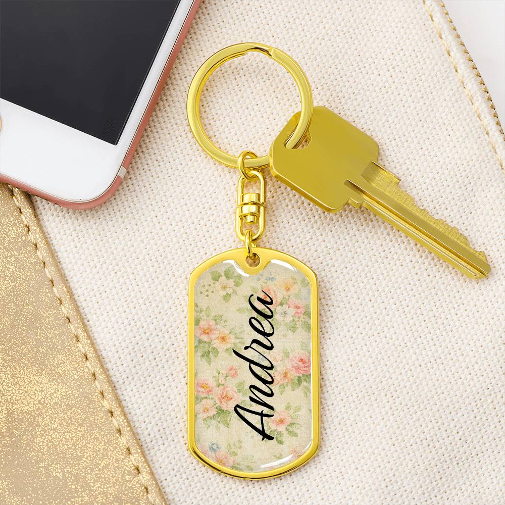 shineon dog keychain - floral with birthstone font 16