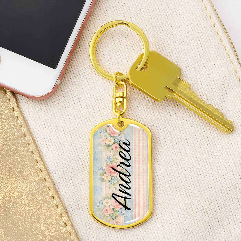 shineon dog keychain - floral with birthstone font 4